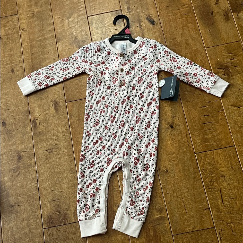Charming Floral Kids Bodysuit - White and Red